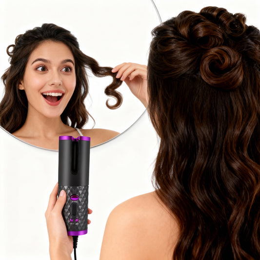 AutoCurl Styler™ - Rizador de pelo giratorio inalámbrico